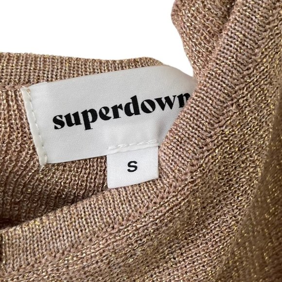 Superdown Womens Revolve Sabrina Knit Midi Dress Nude Metallic Lurex Knit Size S - Picture 9 of 11